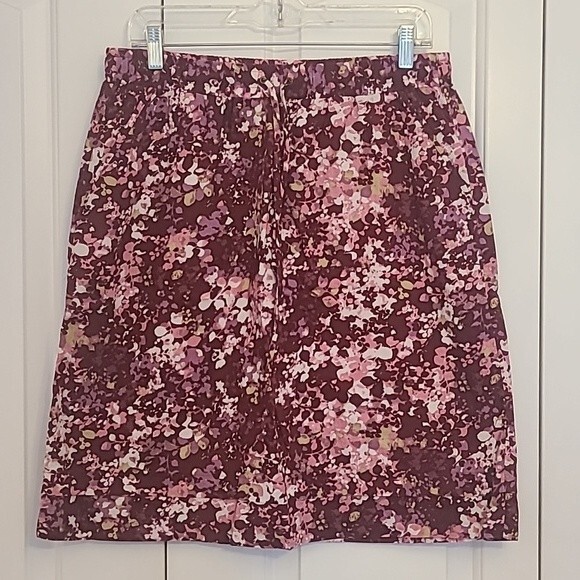 Eddie Bauer Cotton Blend Burgundy/Pink/Lavender Floral Skirt Size M - Picture 1 of 13